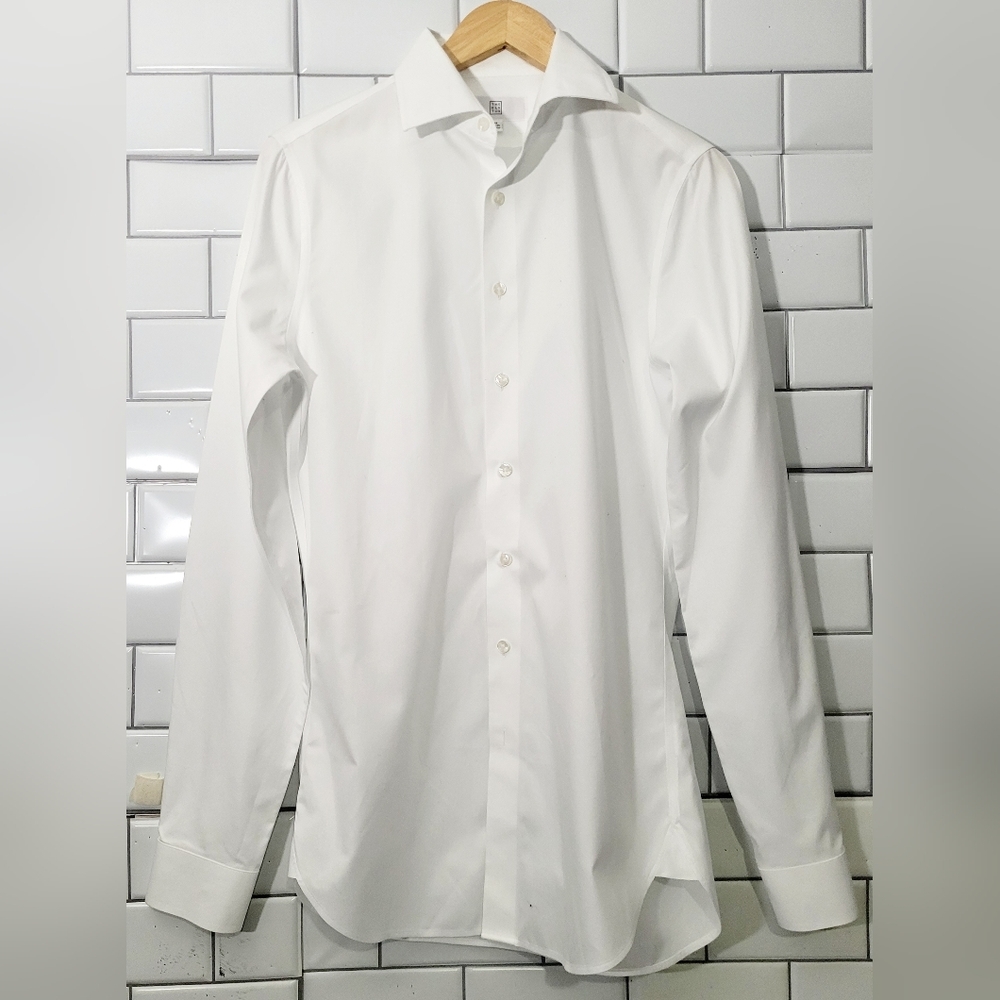 The Blk Tux Mens White Long Sleeve Dress Shirt Button Front X Slim Fit 100% Cott